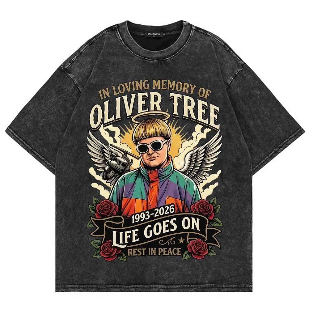 100% Cotton Vintage Washed RIP Oliver Tree T Shirt Men/Women in Memory of 1993 2026 Retro Oversize Loose Acid Wash Tees Shirts