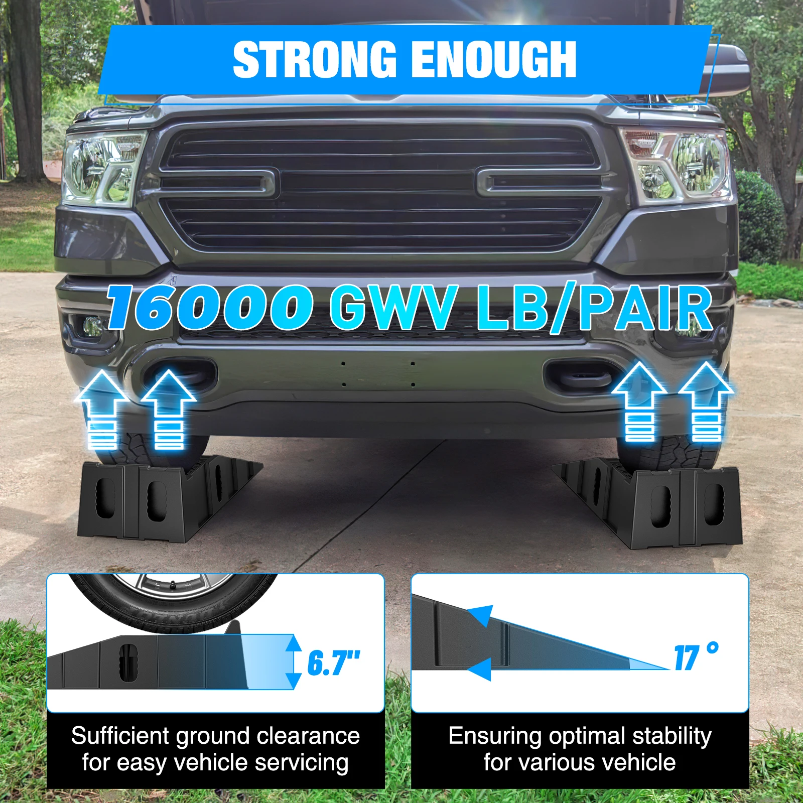 Nilight Car Leveling Ramps Levelers Lightweight Travel , Portable Vehicle Service Ramp 6.7