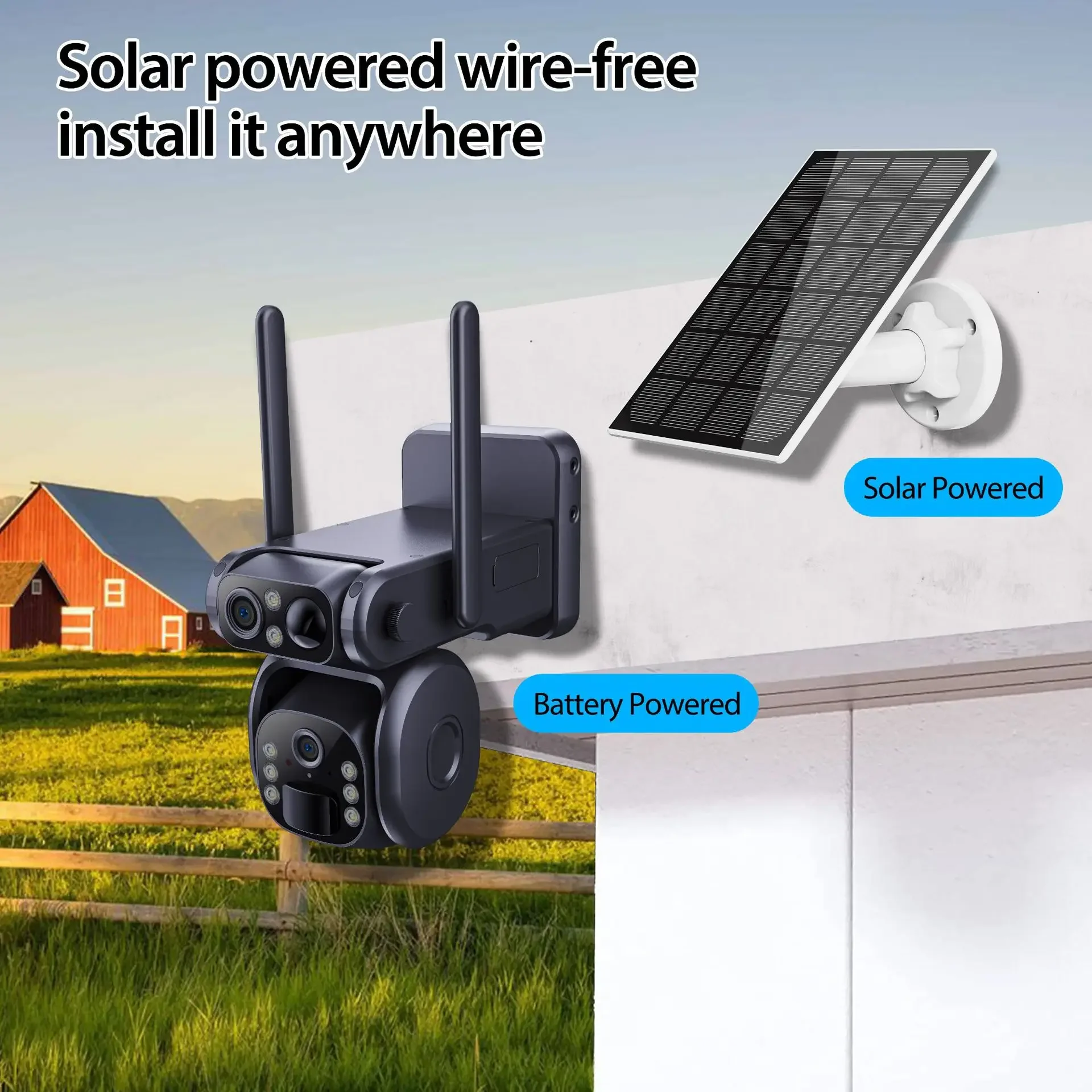 Solar Powered HD Night Vision Wireless WIF Network Camera 4G Outdoor Solar Surveillance Camera Boat Accessories Equipment Parts