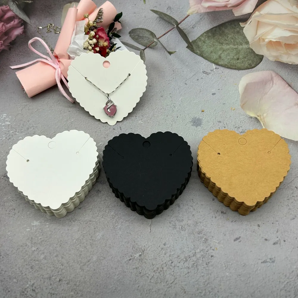 50Pcs  Brown/Black/White Color Paper Pendant Packaging Cards Fashion Jewelry Display Paper Cardboard Necklace Cards