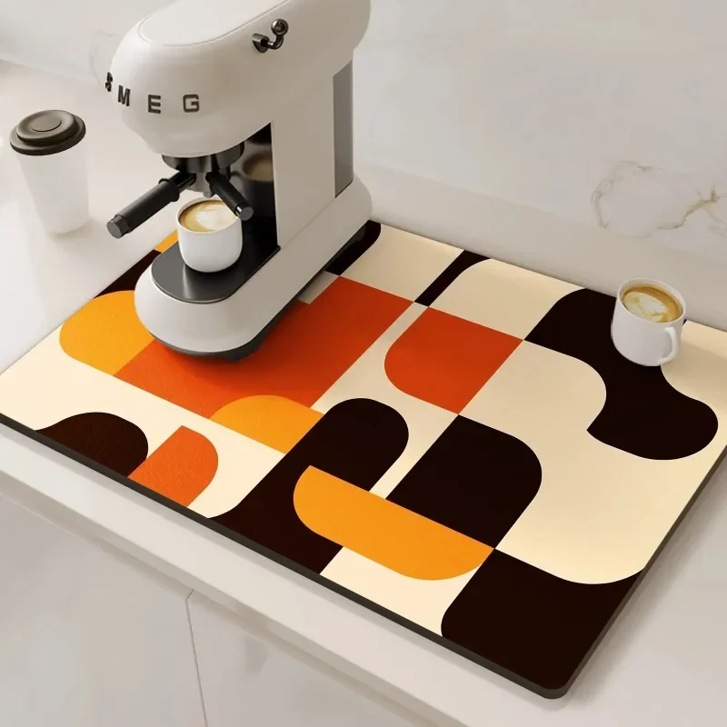 Coffee Machine Mat Drain Pad for Kitchen Non-slip Dish Drying Mats Quick Dry Tableware Faucet Placemat Dinnerware Home Outdoor