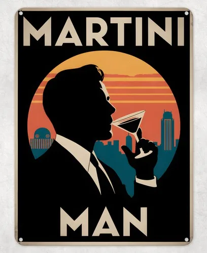 Martini Man Alcohol Drink Metal Poster Wall Tin Sign Man Cave Shed Home Plaque --Tin Sign