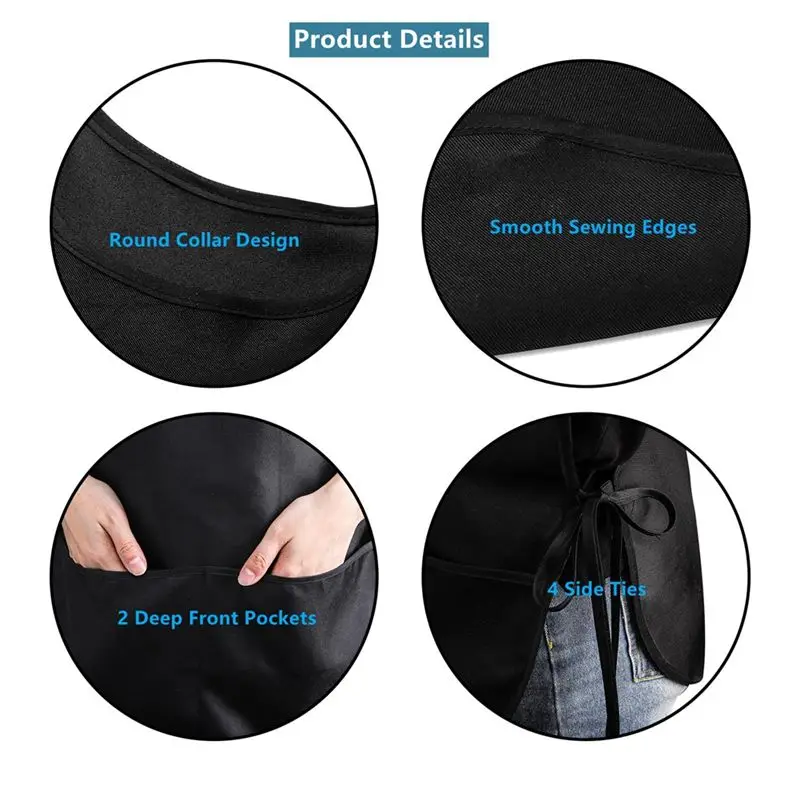 A93E-4 Pack Cobbler Apron With 2 Pockets, Waterproof Art Smock For Women, Men, Cleaning, Painting, Housekeeping, Work