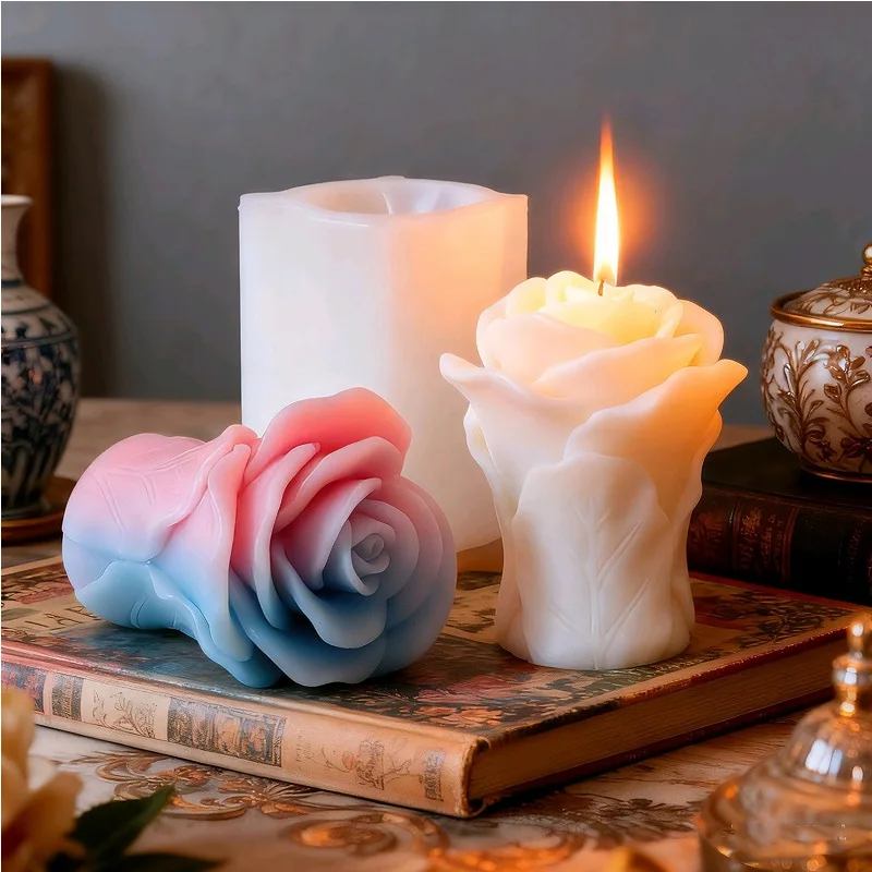 

2pcs Rose Bouquet Candle Silicone Mold for Scented Candles and Aroma Stone, DIY Valentine Gift Craft