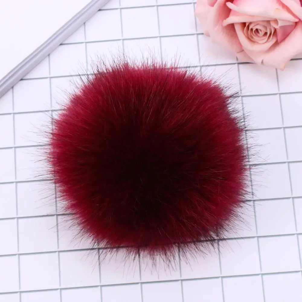 15cm New Women Pom Imitation Fur Pompom Skullie Knitted Hat