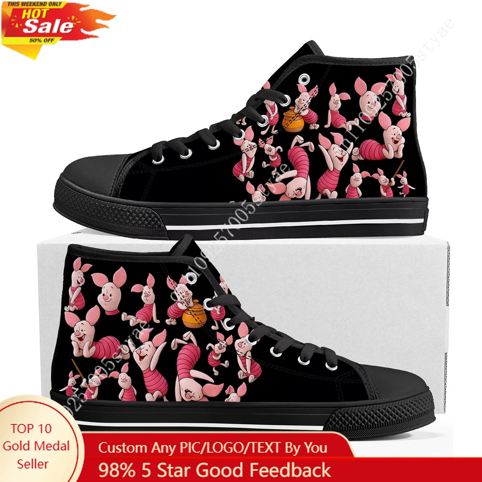 

Disney Winnie The Pooh Piglet High Top High Quality Sneakers Mens Womens Canvas Sneaker Ghana Hiking Fashion Casual Custom Shoes