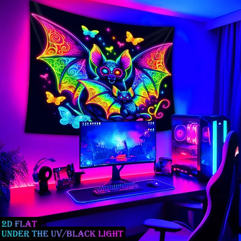 VIKAMA Fantasy Buntes Flügel-Fledermaus-Wandteppich für Wohnzimmer, Sofa, Hintergrundwand, Heimdekoration, Partydekoration, Raumdekoration