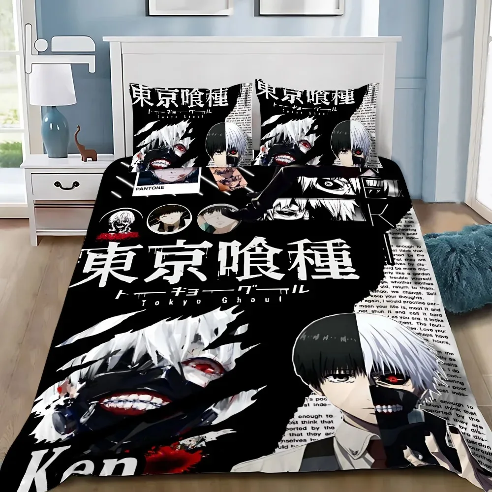 Anime Duvet Pillowcase Bedding Set Adult Boy T-Tokyo G-Ghoul Girl Bedroom Decoration Children Gift Single Double Large Size
