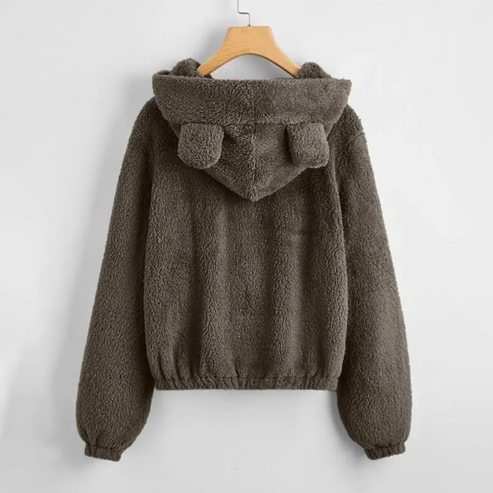 Abrigo con capucha para mujer, Sudadera con capucha de manga larga a prueba de frío, chaqueta térmica de ajuste suelto, decoración de orejas, Otoño e Invierno