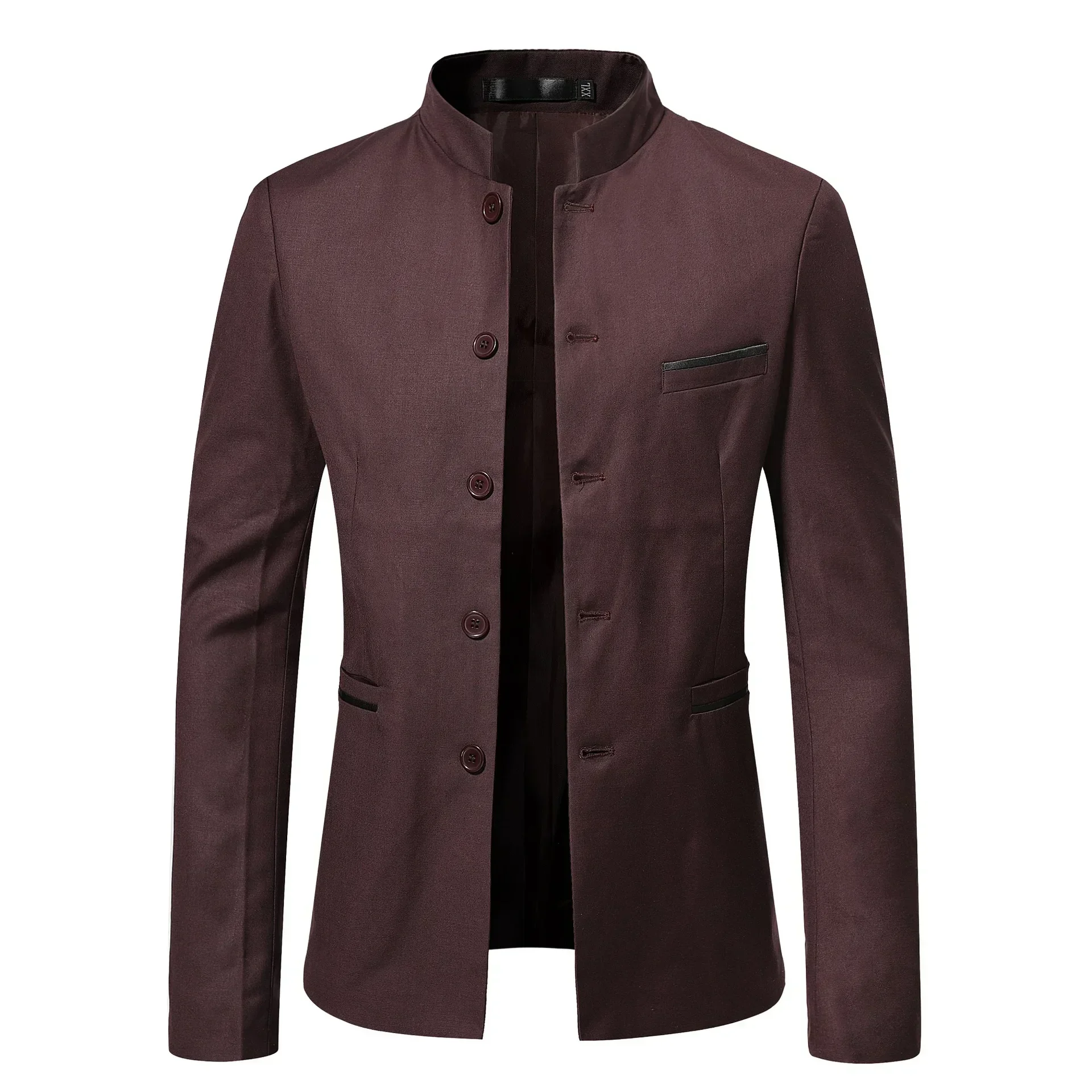 Male Blazers Traditional Slim Tunic For Men Slim Solid Color Stand Collar Blazer Business Casual Chinese Style Jacket Coat M-4XL