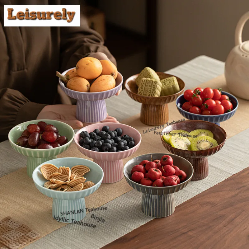 

Ancient Style High Foot Fruit Dishes Antique Pastry Plate Dessert Tray Trinket Dish Dry Fruit Serving Tray Serving Tray Craft