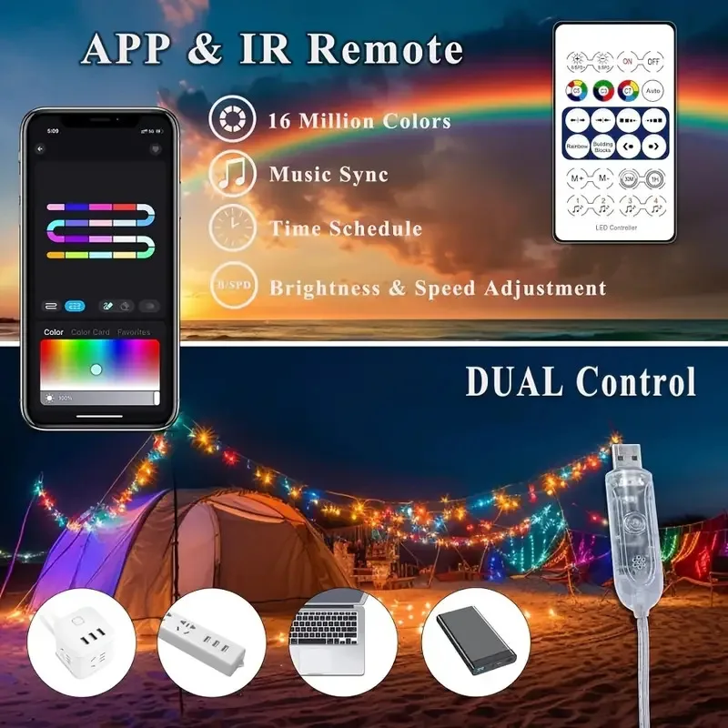 10 متر الذكية الجنية ضوء جارلاند USB LED RGB عيد الميلاد سلسلة أضواء مع APP التحكم عن بعد مقاوم للماء لحديقة السنة الجديدة ديكور #2