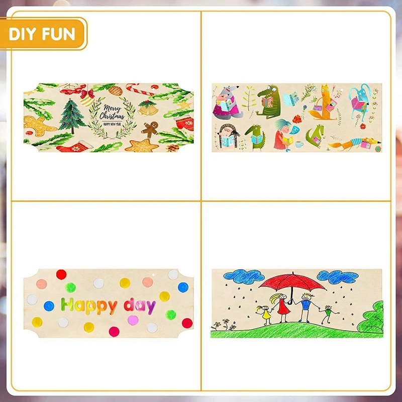 20 Pieces Unfinished Hanging Wood Sign Rectangle Blank Wooden Plaque Banners With Ropes For Pyrography Painting Writing