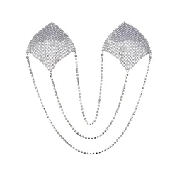 Sexy 1 Pair Rhinestone Nipple Pasties Stickers Women Multilayer Metal Chain Tassel Nipple Cover Reusable Nipple Cover For Party