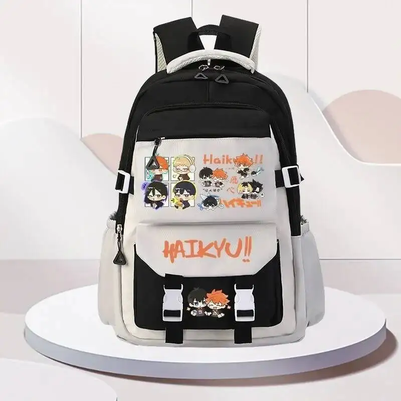 أنيمي لعبة تنفس شبكة أسود أزرق بني أخضر أرجواني Haikyuu طالب المراهقين حقائب مدرسية حقائب الظهر