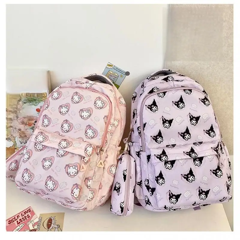 

Рюкзак Sanrio Kuromi Hello Kitty с героями мультфильмов «Моя мелодия», школьный рюкзак большой вместимости Ins Wind Outing, студенческий рюкзак, высокое качество, хит продаж