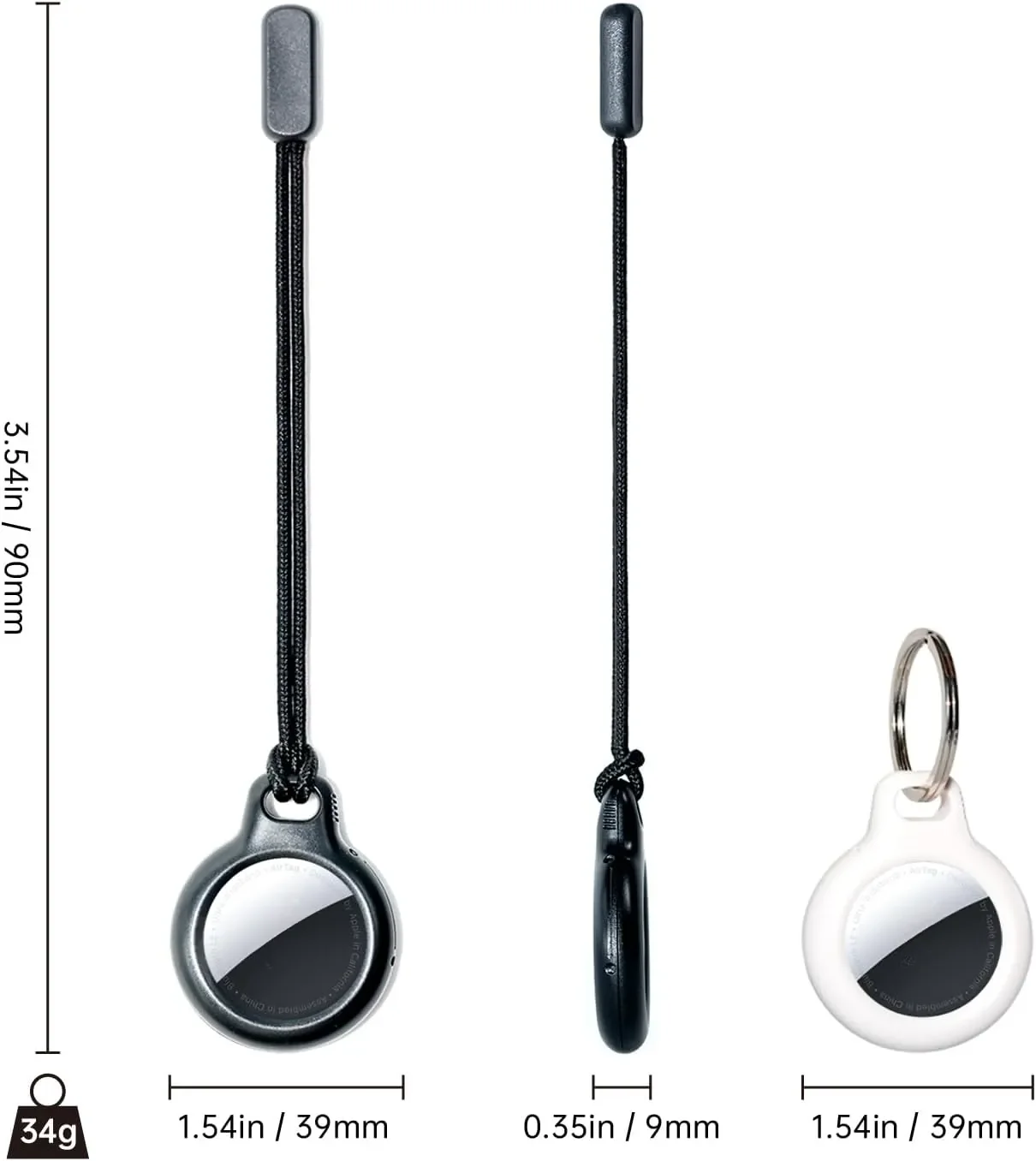 AirTag Secure Holder,  Sleeve Case Hard PC Protective Skin Cover with Strap; Anti-Lost Keychain for AirTags Luggage Keys