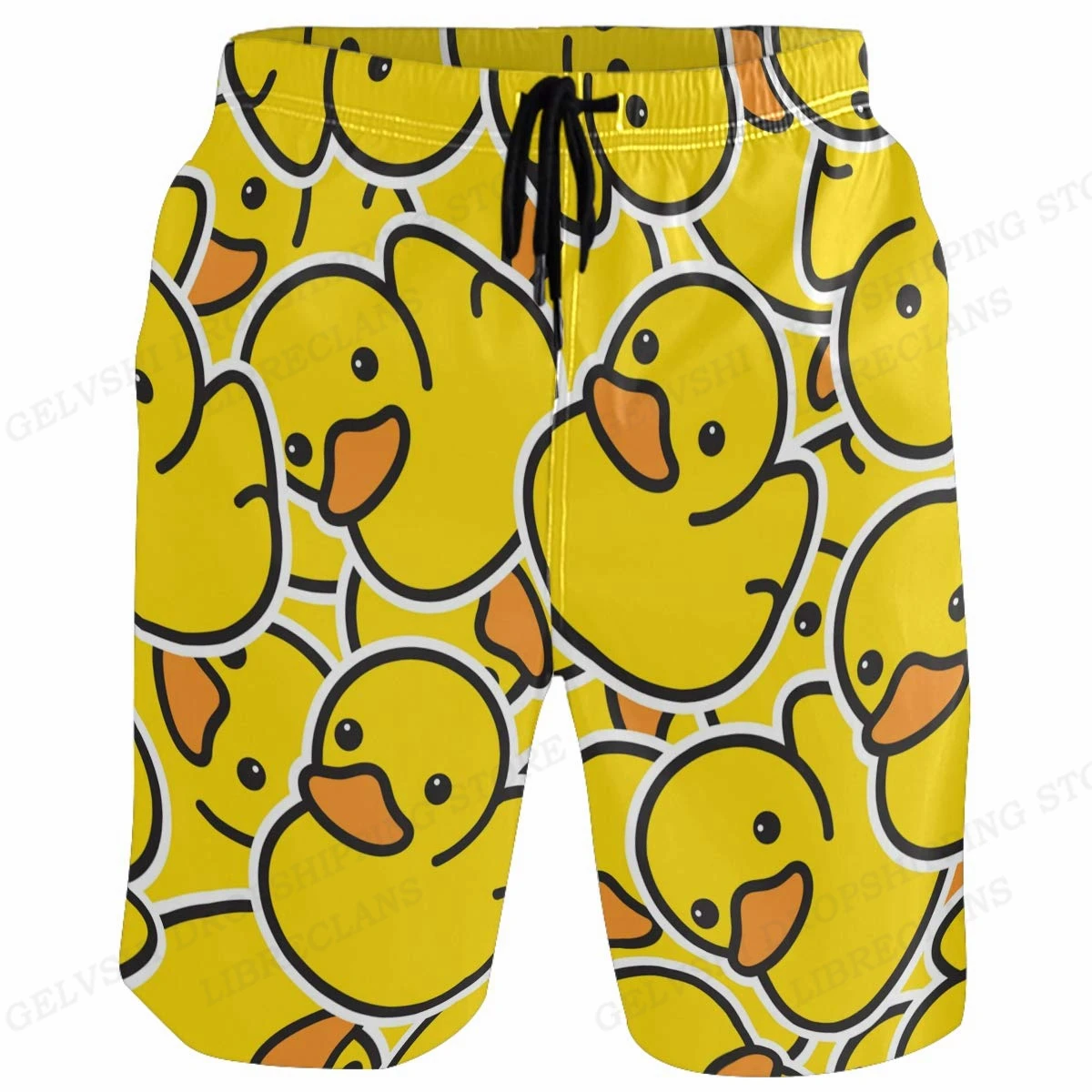 Pantalones cortos de playa de pato amarillo pequeño para niños, traje de baño transpirable, pantalones cortos de tabla de surf, secado rápido,