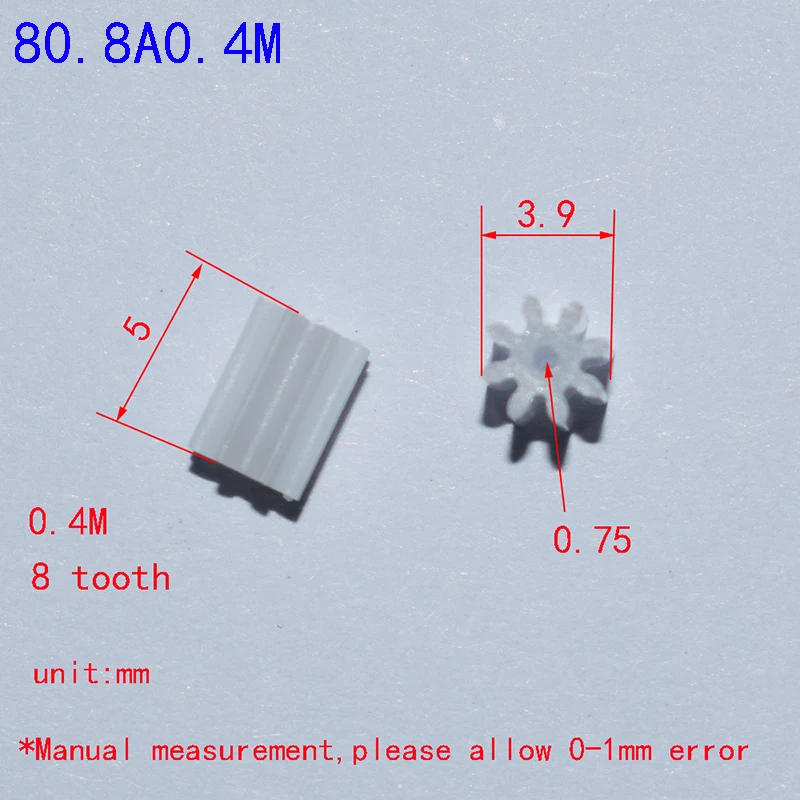 

10/100pcs 8T 0.5M 0.4M main axle plastic gear 0.8/1/1.5/2mm hole DIY toy parts model accessories