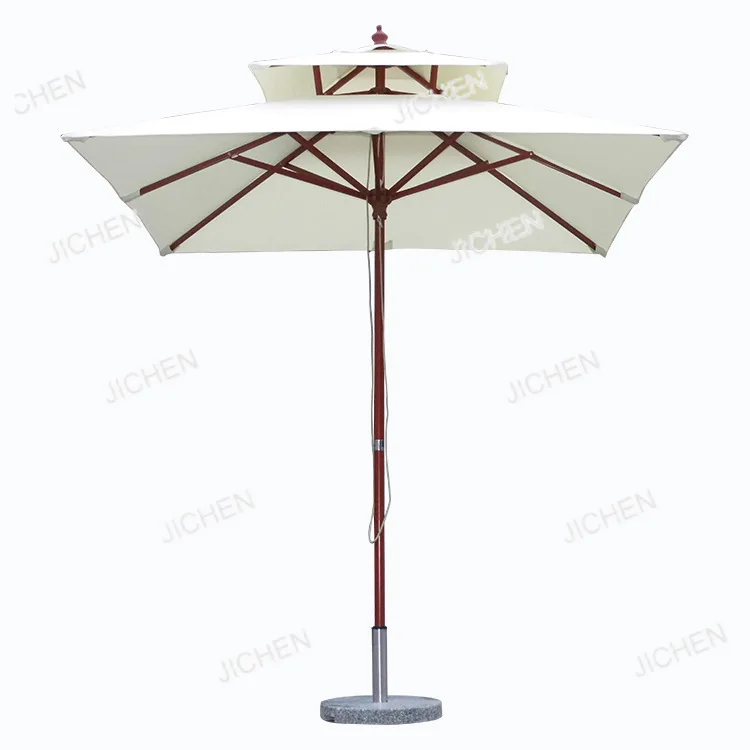 2-метровый квадратный двухполюсный зонт из алюминиевого сплава со средней колонной, открытый сад, двор, терраса, бассейн, двойной зонтик