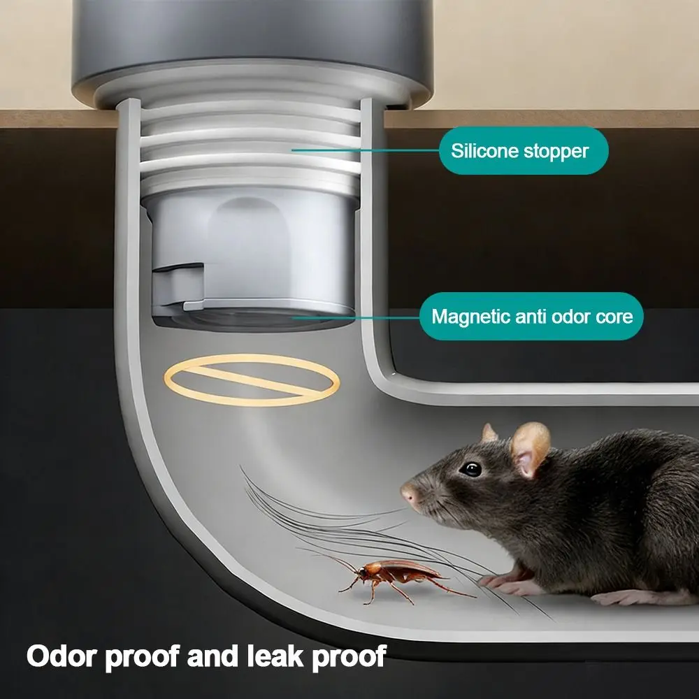 

Plastic Sink Drain Pipe Set Bounce Up Core Anti-Odor Retractable Drain Pipe Anti Clogging Easy Installation Drainage Pipe