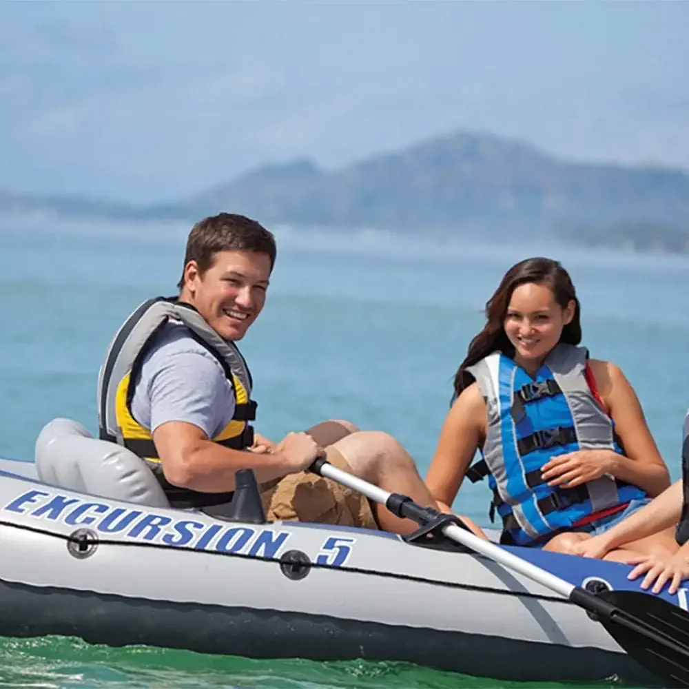 Excursion Inflatable Boat Series: Includes Deluxe 54in Boat Oars and High-Output Pump – SuperTough PVC