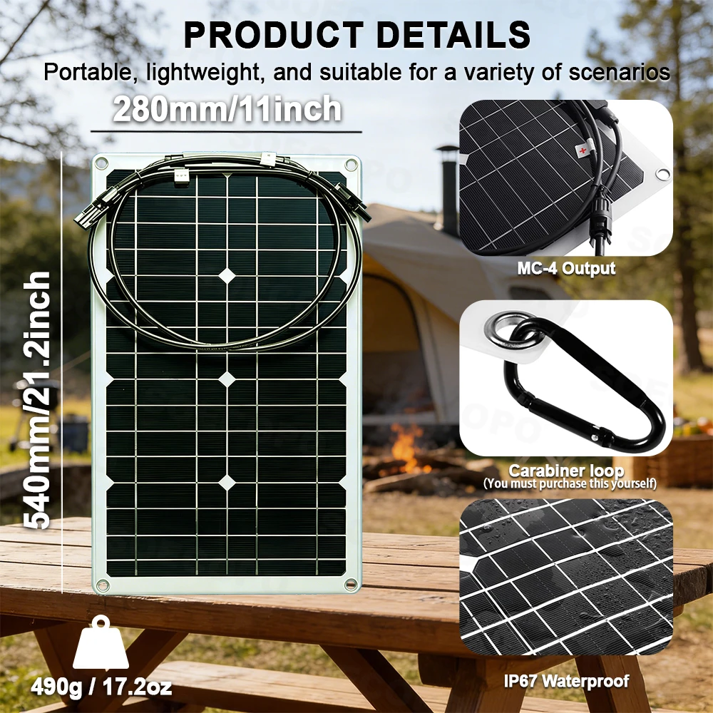 SOECOPO Home Backup Solar System 2000W Rated Power Inverter 1000W Panel Spec 20000W Version for Lights TV Laptop Router