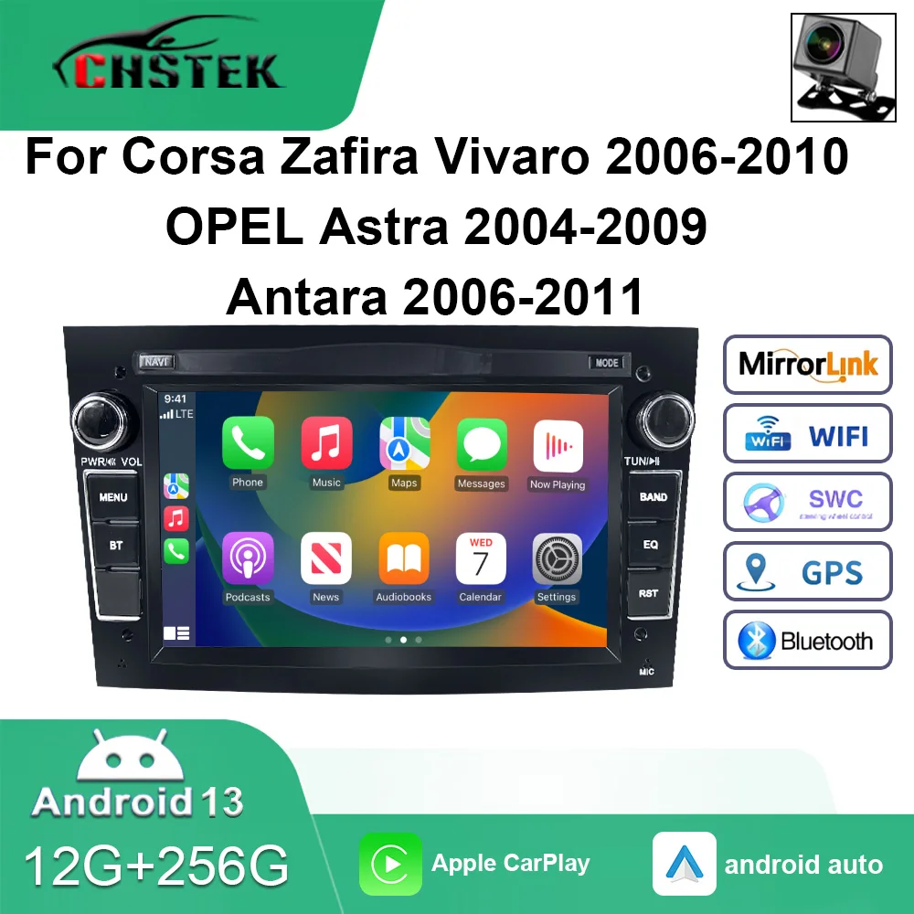 Android Auto Bluetooth 4G Radio de coche para Corsa Zafira Vivaro 2006-2010 OPEL Astra 2004-2009 Antara 2006-2011 Carplay GPS CHSTEK