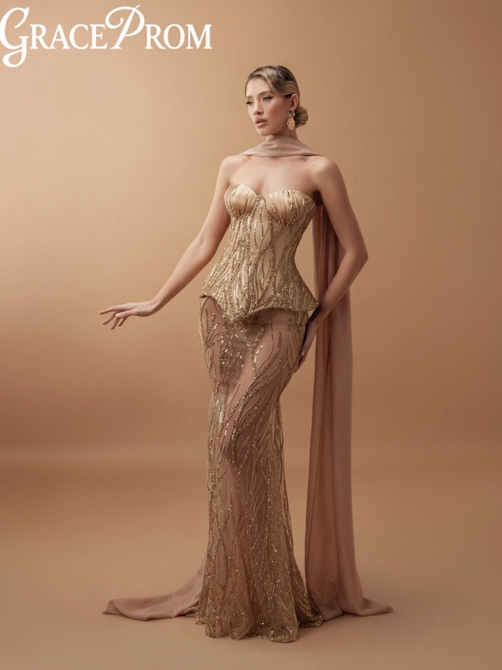 

Новое поступление, Иллюзионное вечернее платье русалки с бисером и корсетом, свадебное платье с вырезом в форме сердца, новые платья для выпускного вечера по индивидуальному заказу