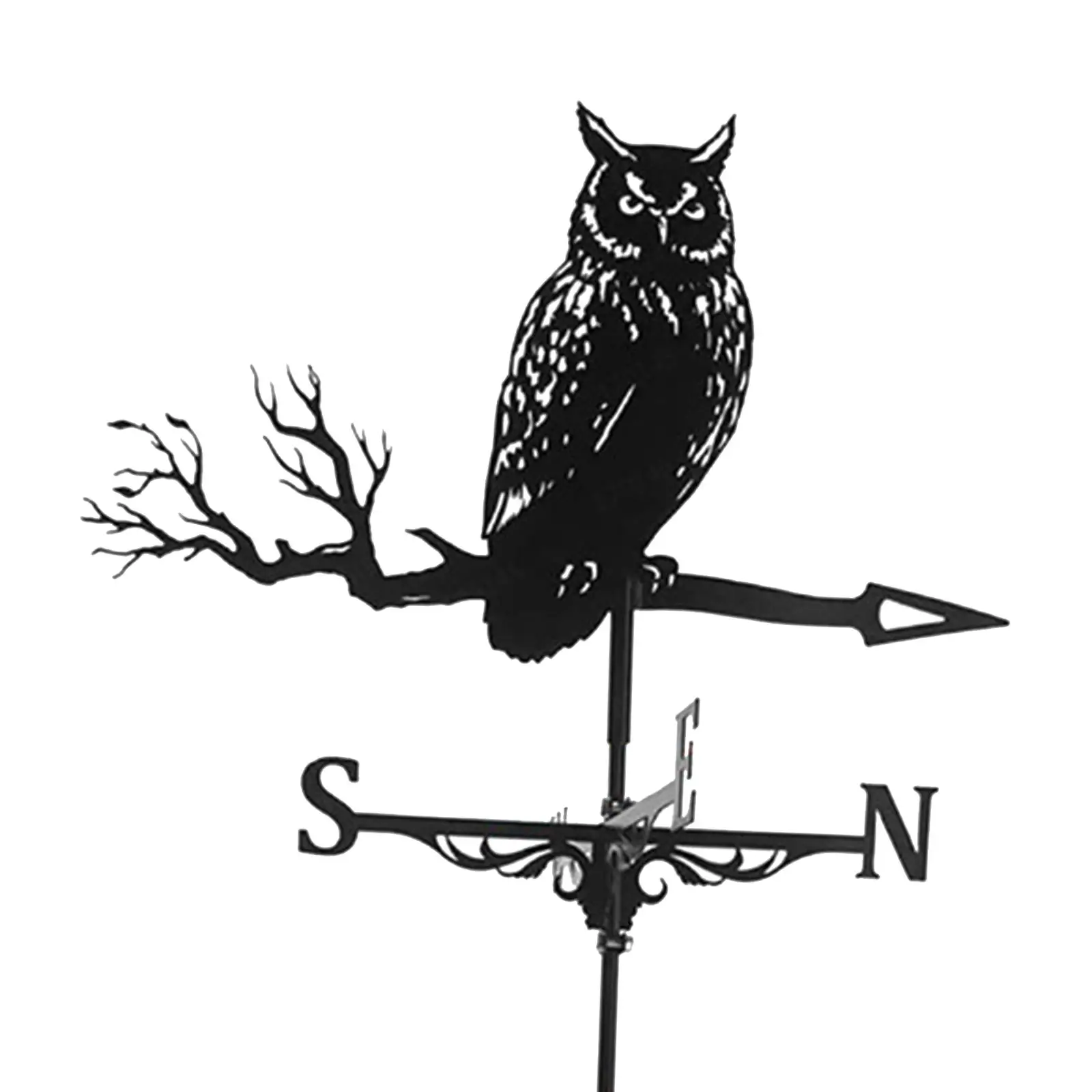 Metal Weathervane with Owl Ornament, Garden Stake Weather Vane Professional Measuring Tool Garden Yard Roof Mount