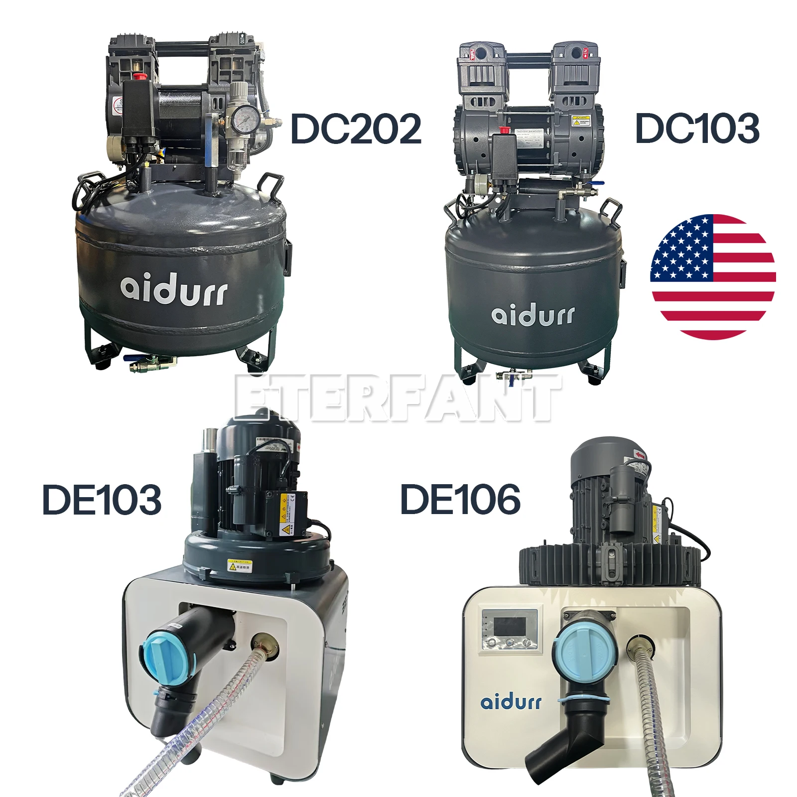 

ENTERFANT 30/50L Стоматологический бесшумный безмасляный воздушный компрессор Медицинский насос/электрическая всасывающая машина Вакуумная система DE103/DE106