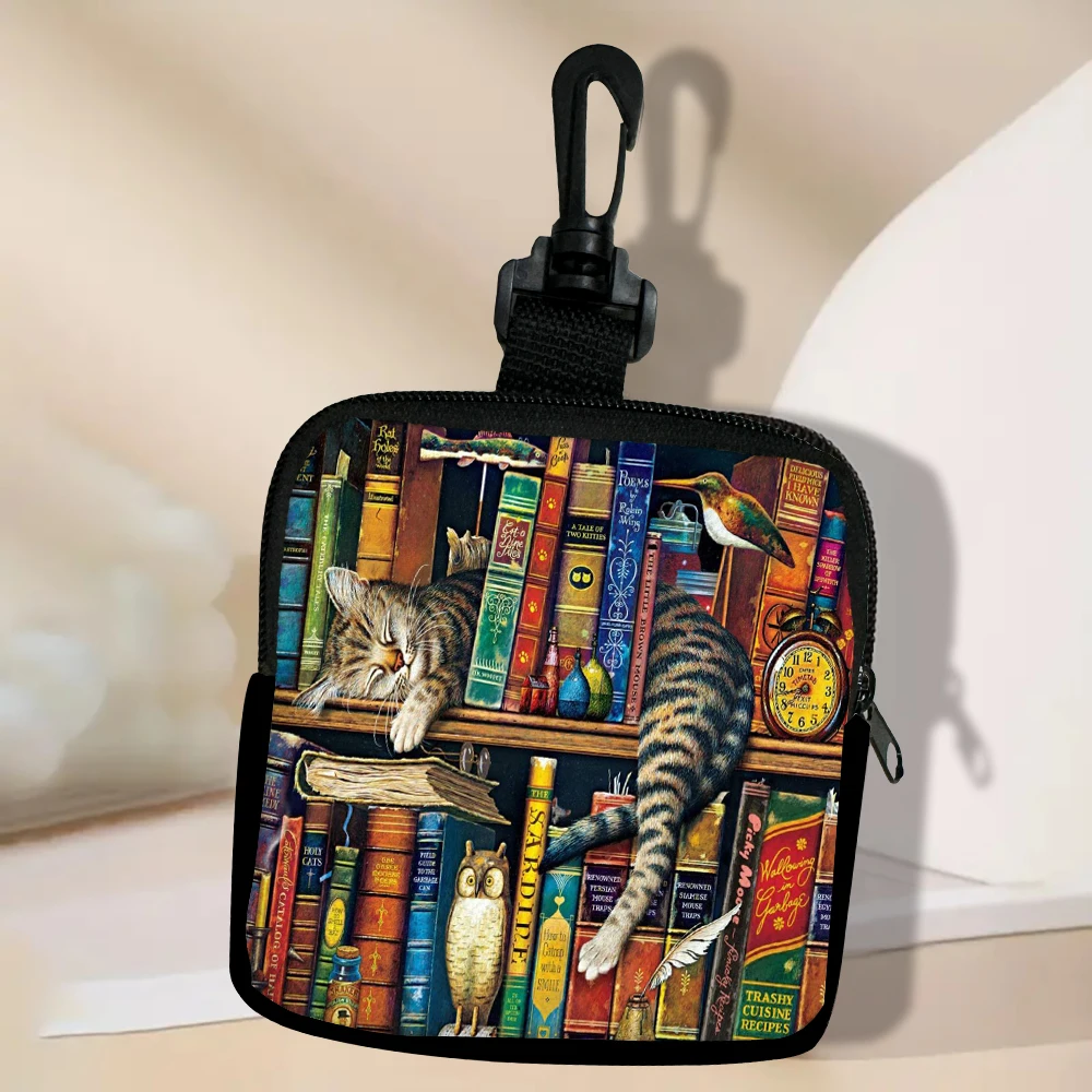 Portafoglio portamonete di grande capacità con stampa di gatti divertenti Borsa portamonete digitale impermeabile, scelta ideale per i regali