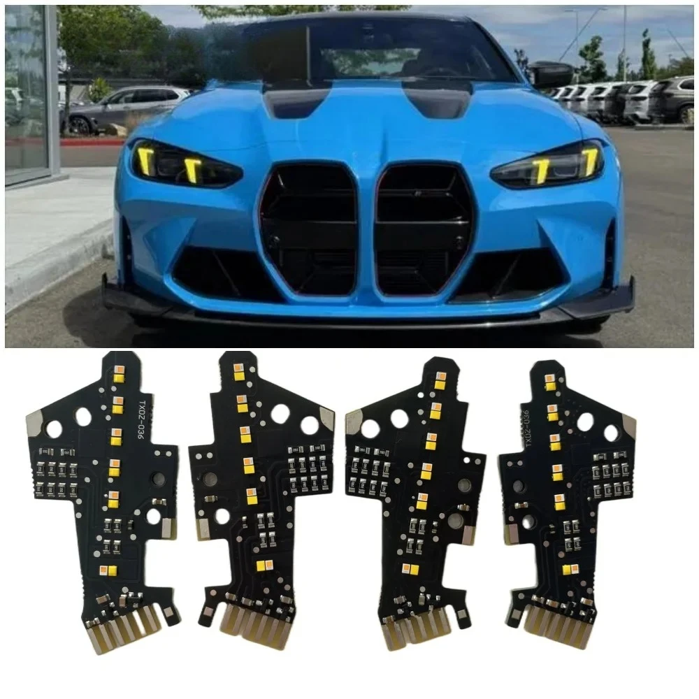 

Yellow Angel Eye DRL LED Boards For 2025+ G22 G23 G26 G80 G82 G83 LCI M3 M4 430i M440i Headlight Daytime Running Light Amber