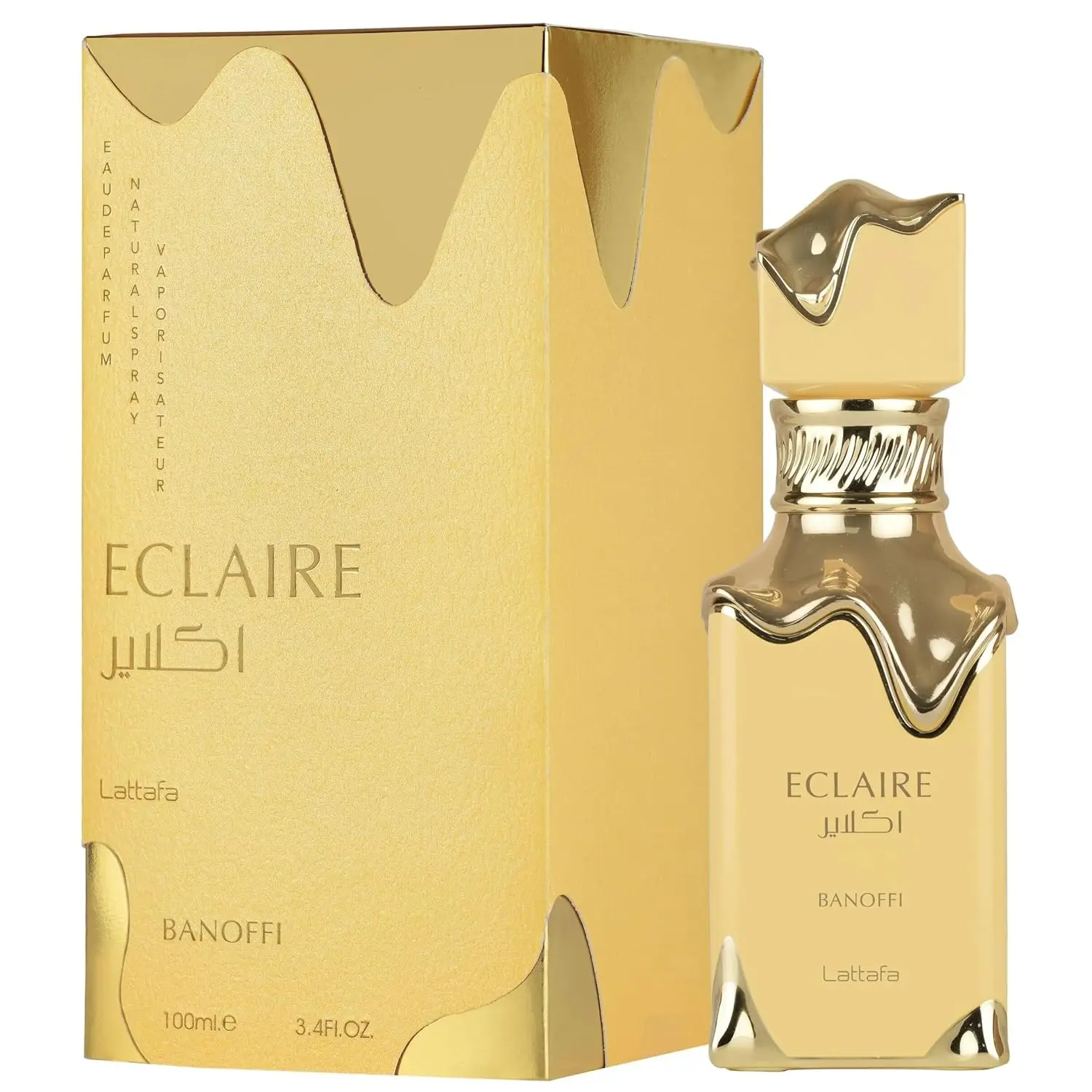 Lattafa Eclaire Banoffi – gourmet, dulce, afrutado, musk – eau de toilette spray fragancia duradera, 3,4 oz/100 ml