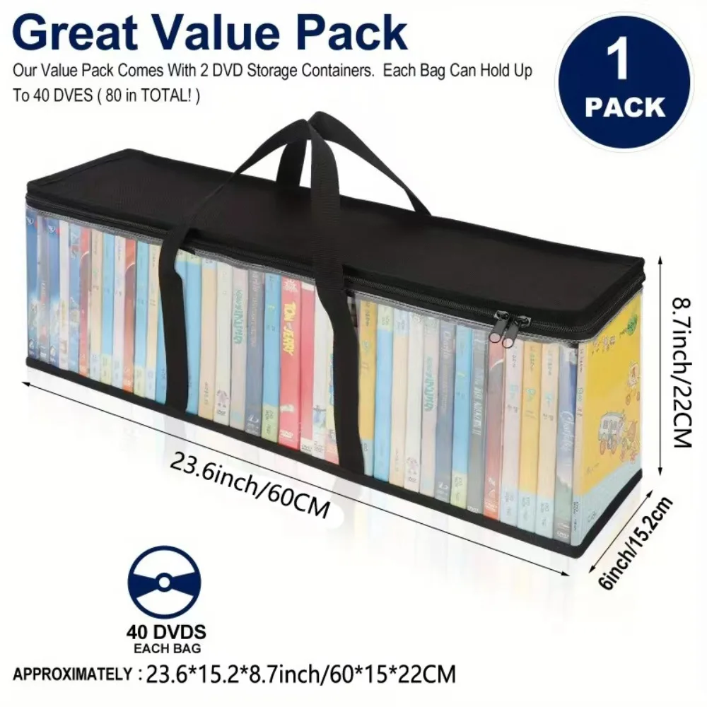 Bookshelf Dust Proof Book Storage Bag Clear Large CD Holder Case 60cm Book Organizer DVD Carry Bag Collection