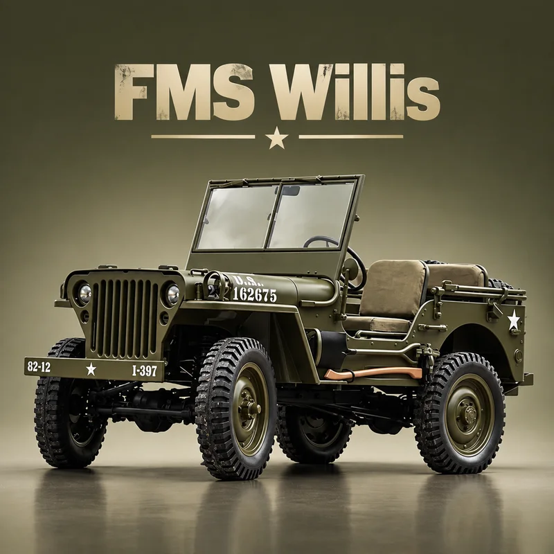 FMS 1/6 Climber RC Rock Crawler, Realistic Willys Styling,  Large-Size 4WD Electric Remote Control Off-Road Hobby Model for fans