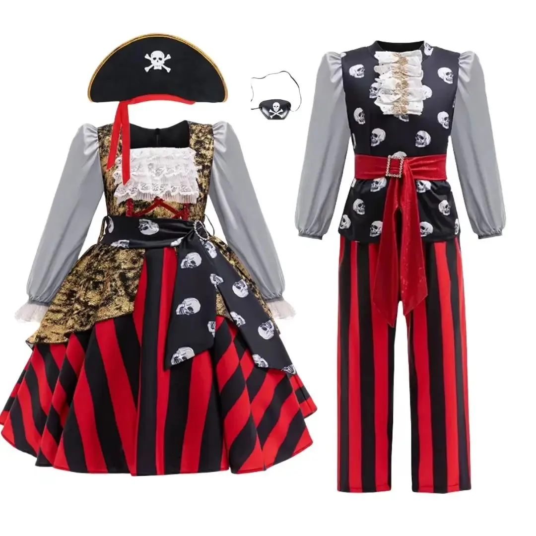 حفلة تنكرية للهالوين شقيق وأخت القراصنة تأثيري فيلم فستان مجموعة مغامرة السرقة تأثيري كرنفال فستان + قبعة
