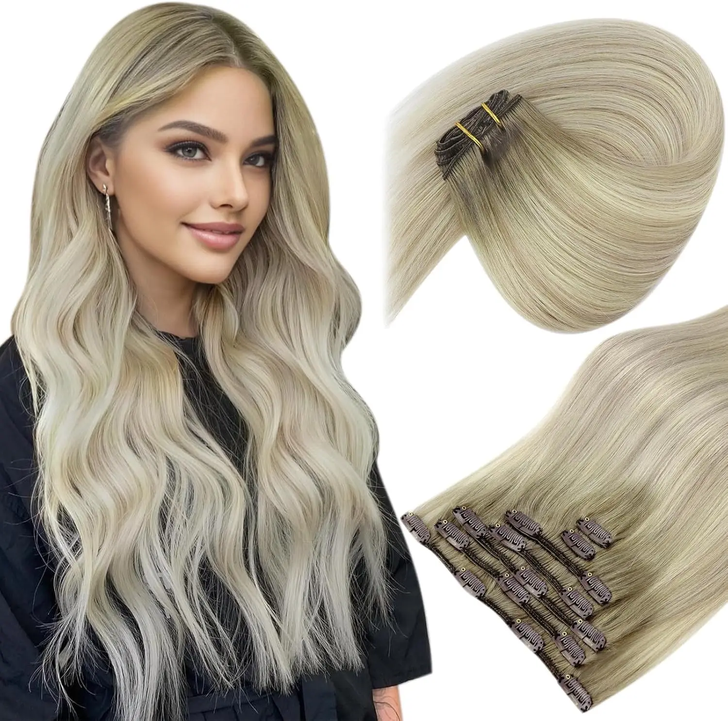 

VeSunny Clip in Hair Extension Human Hair Salon Quality Remy Hair Silky Straight Brazilian Hair Add Lenghts