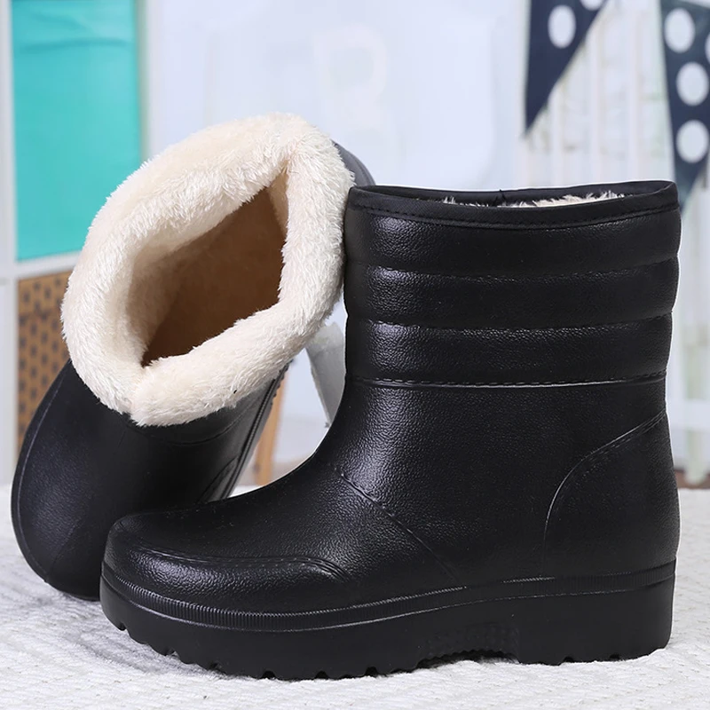 Botas de nieve impermeables para hombre, zapatos cálidos de piel, plataforma, informales, Ankel, antideslizantes, EVA, ligeros, Invierno