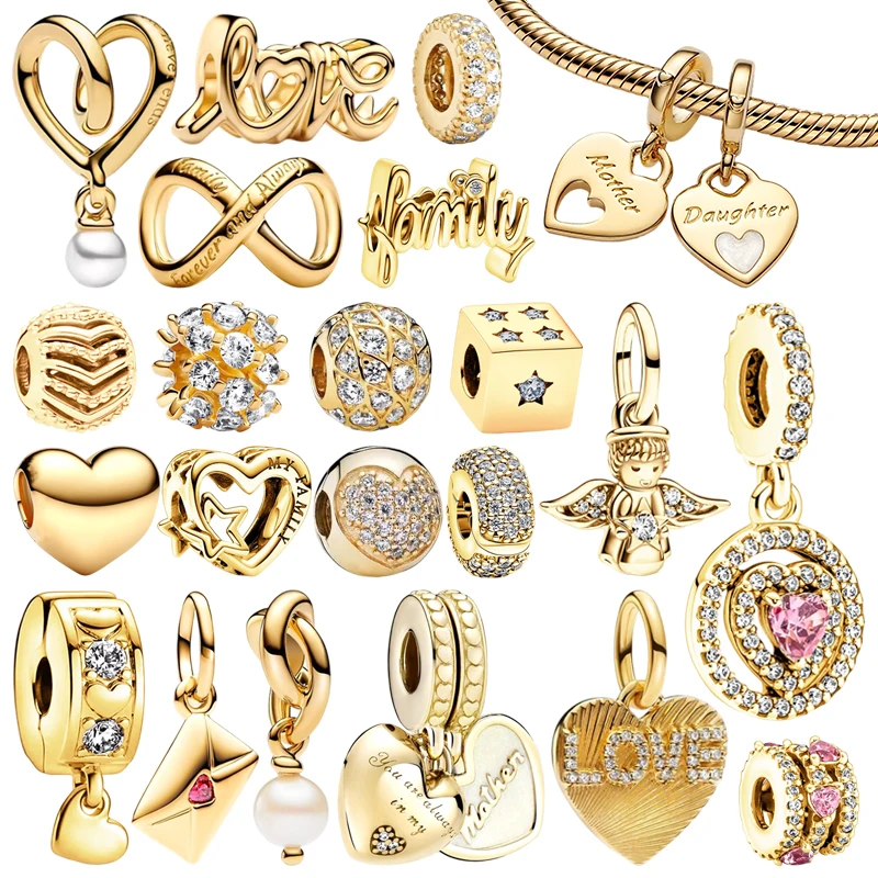 جديد DIY النساء مجوهرات هدايا تألق الذهبي للأبد ودائما إنفينيتي كيوبيد القلب النرد الملاك خرز تميمة صالح الأساور الأصلية