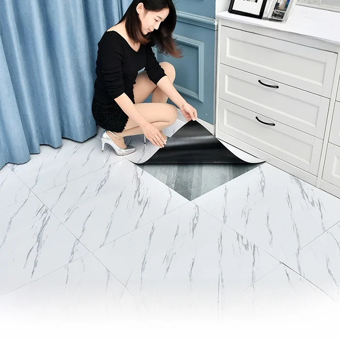 Self-Adhesive Marble Floor Mat Thickened Waterproof Wear-Resistant Bathroom Kitchen Living Room Bedroom Tile Ground Sticker