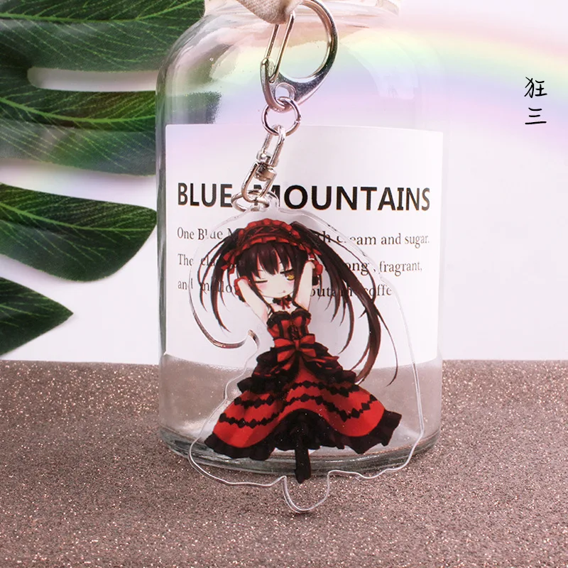 Anime Acrylic Keychains Tokisaki Kurumi Yatogami Tohka Yoshino Kotori Itsuka Tobiichi Origami Pendants Figure Toys