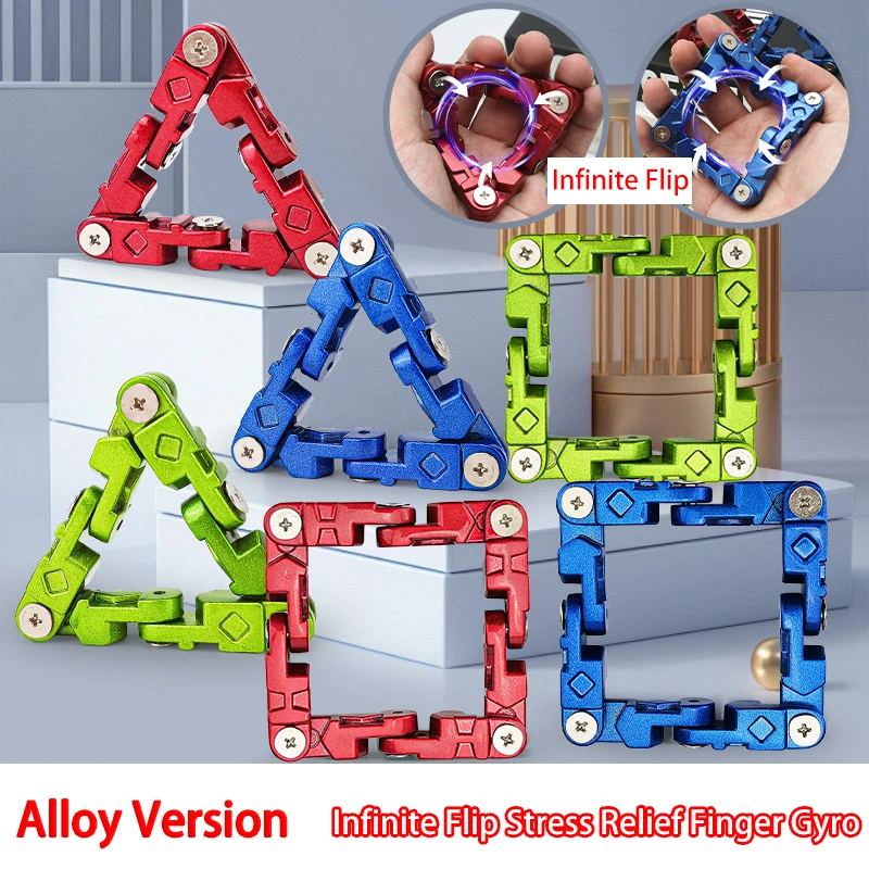 Alloy Stress Relief Hand Massage Triangle Square Chain Toys Infinite Flip Fingertip Gyro EDC Anxiety Relief Autism Fingertip Toy