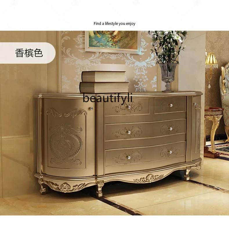 

European-style entrance cabinet, living room, dining side cabinet, French retro entrance, American-style decorative foyer0420