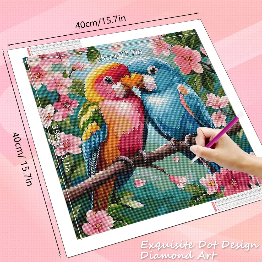 HUACAN Diamond Painting Bird Flower Animal Mosaic Full Drill Diamond Art Rose Floral Cross Stitch Handicrafts Decor For Home