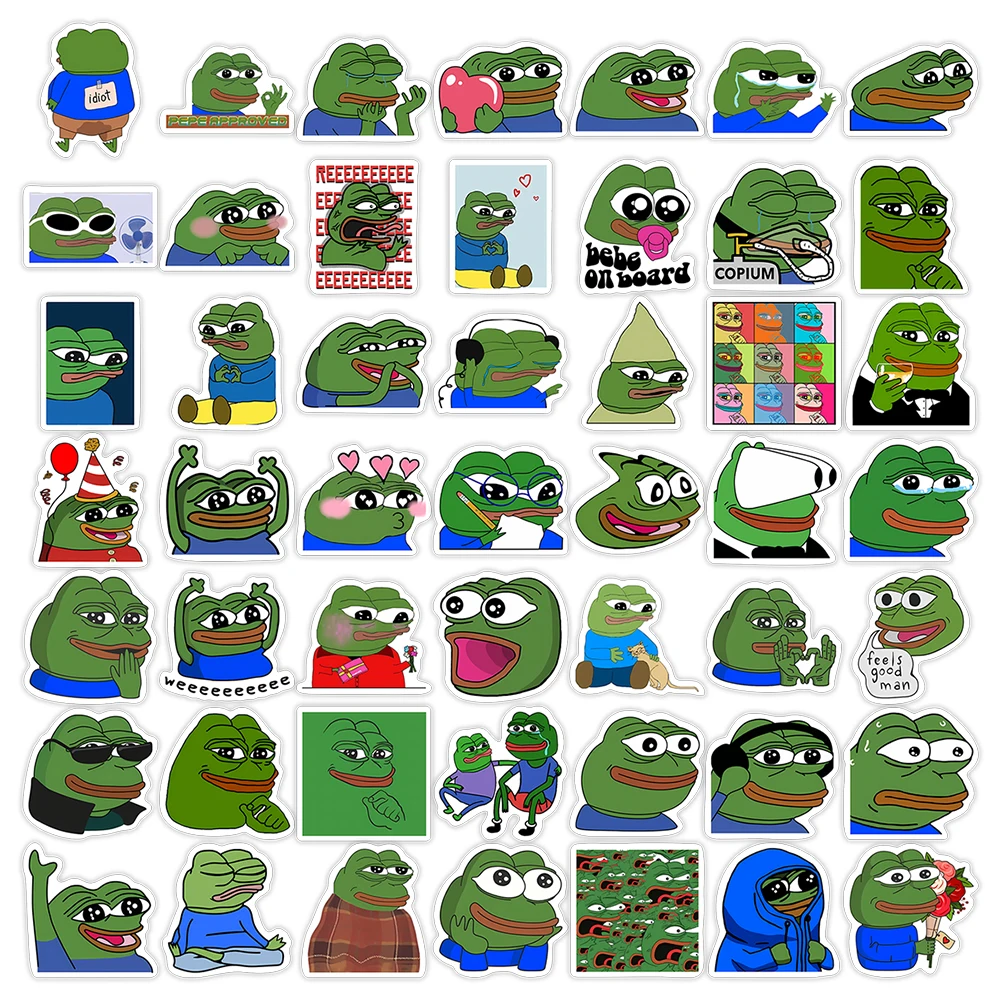 Funny Pepe Frog Stickers Cool DIY Gift Kids Toys Waterproof Decal for Phone Laptop Scrapbook Skateboard Cups Notebook Decorative