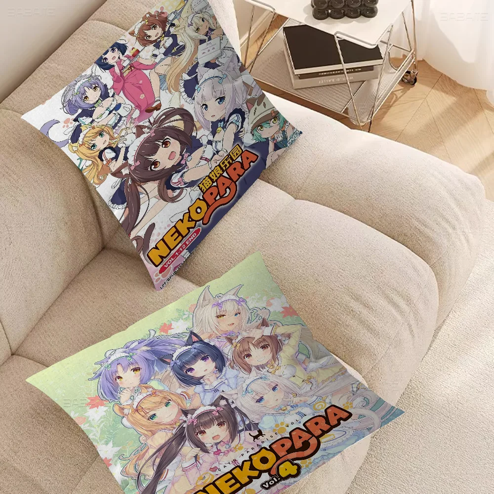 Nekopara Japanese Anime Cushion Cover Inches Farmhouse Decor Home Throw Pillow Covers For Couch Decorations