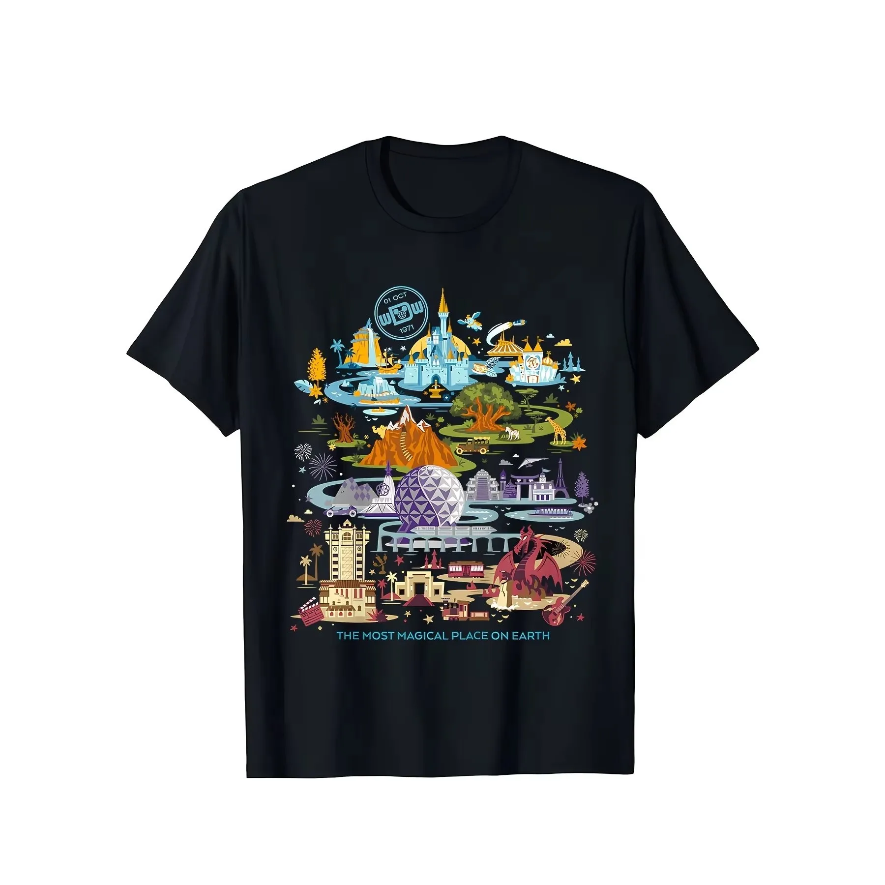 

Epcot Park Map Graphic Tee Men Women Cotton Round Neck Short Sleeve T-Shirt Trip Wear