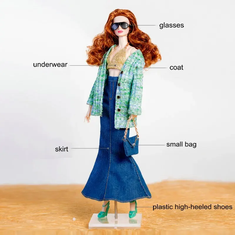 New 1/6 Bjd Doll Clothes 30CM Fashion Women Sweater Denim Suit Girl Clothing for Dolls Barbie/Supermode Dolls Accessories Toys