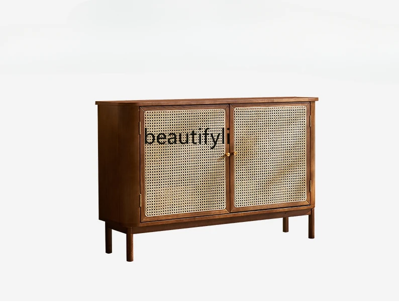 

Log-Style Rattan-Woven Sideboard Cabinet Simple Modern Tea Cabinet Home Integrated Wall-Mounted Storage Cabinet